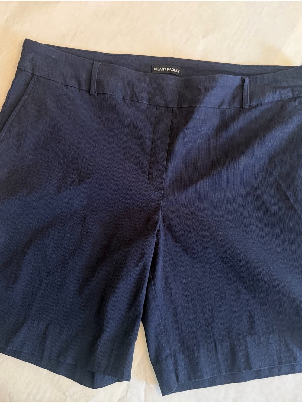 Hilary Radley Dark Navy Straight-Leg Shorts